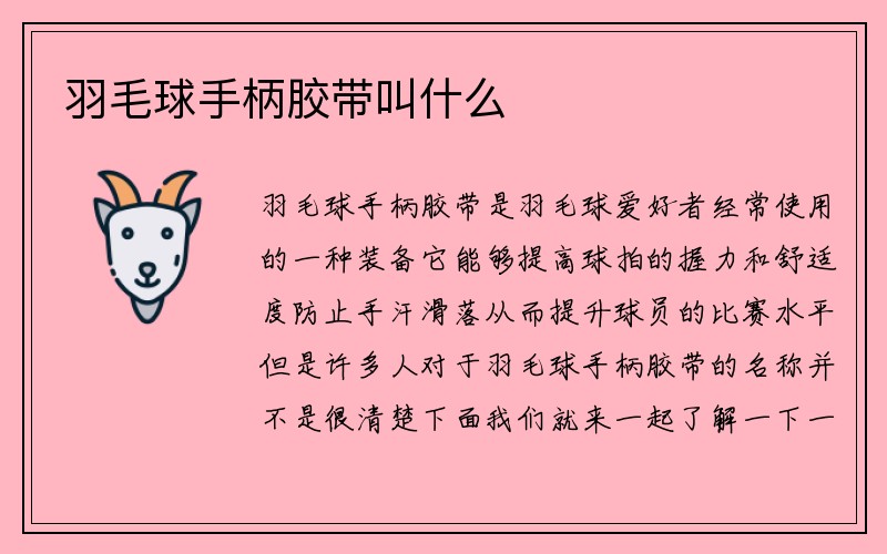 羽毛球手柄胶带叫什么