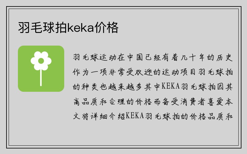 羽毛球拍keka价格